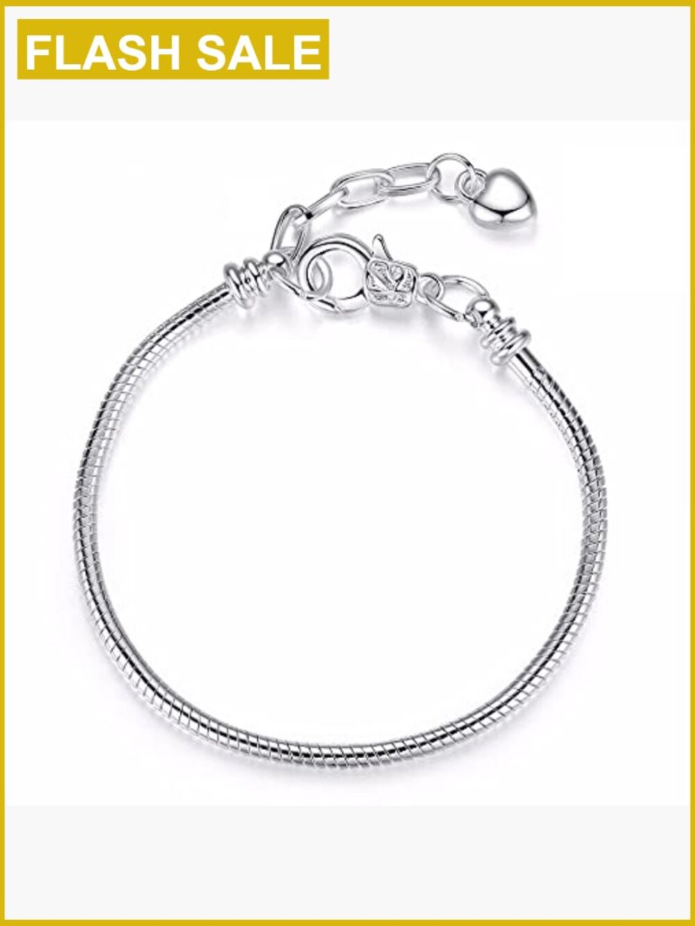 5pcs Charm Bracelet Starter Snake Chain Lobster Clasp Fits Pandora Beads - Picture 7 of 7